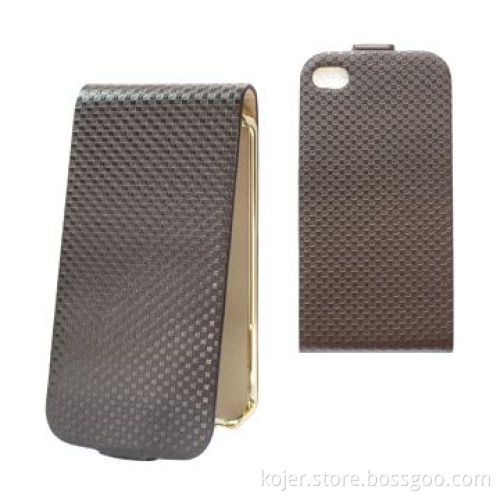 High-end/Luxe Leather Flip Cases for iPhone 4/4S, with Electroplating Built-in Holder